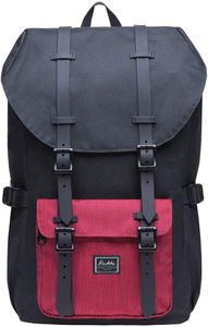 KAUKKO Laptop Outdoor Backpack, Travel Hiking& Camping Rucksack Pack, Casual Large Daypack, Backpack Fits 15" Laptop & TabletsBlackred）