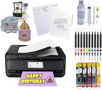 [New Edition] Topper Cake Image Printer Set- Ink Cartridge & Sugar Frosting 25 Sheets, Food Coloring Decoration Pens + Cleaning Kit with Tools