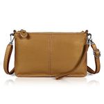 befen Genuine Leather Small Crossbody Purses for Women Wristlet Clutch Wallet Shoulder Bag Small Clutch Purses for Women - Cogac Brown