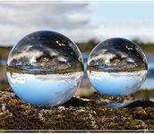 Lens Crystal Ball 80mm & 60mm Bundle (3.15" and 2.36") with Two Pouch; Optical Glass Reflective Spheres, K9 Crystal Sphere Ball, Decor Photography Ball, Clear Contact Juggling Ball, No Stand