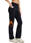 Willit Women's Fleece Lined Pants Yoga Bootcut Thermal Winter Pants High Waisted Flare Leggings Water Resistant Black M