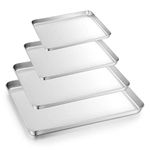 Baking Tray Set of 4, Onader Stainless Steel Oven Trays Rectangle Cookie Sheet Pan, Perfect for Baking Cooking Serving, Non Toxic & Healthy, Heavy Duty & Sturdy, Mirror Finished & Dishwasher Safe