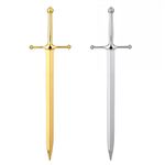 COMNICO 2pcs Silvery Metal Letter Opener, Envelope Slitter Mail Opener Tool Sword Wrapping Paper Cutting Knife Office Home Supplies with Ergonomic Grip Handle (Gold + Silver)