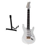 Biitfuu Electric Bass Guitar Model Miniature Mini Guitar Model 7x2.2in for Doll Accessory Decoration Collection White with Stand