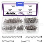 Swpeet 250Pcs 5 Sizes Compression Springs Assortment Kit, Mini Stainless Steel Extension Springs for Shop and Home Repairs, 0.39" to 1.97" Length, 0.16" OD, 10mm - 50mm Length, 4mm OD