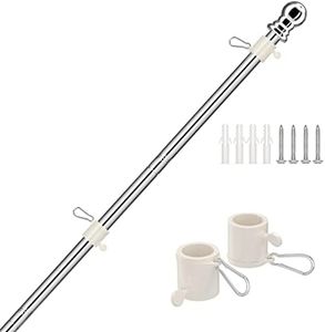 GLORYA 5ft Flag Pole - 1" American Flag Pole Kit for Outdoor - House Tangle-Free Flagpole with Clips - Stainless Steel Spinning Flag Pole for Residential and Commercial