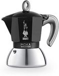 Bialetti New Moka Induction Coffee Maker Moka Pot, 4 Cups, 150 ml, Aluminium, Black, Compatible with Induction pan and Gas Stove: Italian Made