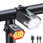 WOCBUY Bike Lights, 3+6 Modes Bike Lights Front and Back with Side Warning Light, Rechargeable & IP65 Waterproof Bicycle Light, Bike Headlight and Rear Light for Road Mountain Cycling, Easy to Install