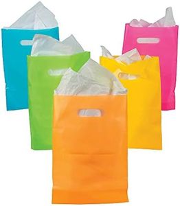 Neon Plastic Gift and Goody Bags - Bulk set of 50-80's Party, Event and Party Supplies