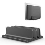 Techzere Aluminium Vertical Laptop Stand Holder with Adjustable Dock Dual Slots Fits All MacBook HP Dell ASUS Chromebook -up to 20.3 '' (Black)