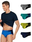 XYXX Men's Underwear Dualist IntelliSoft Antimicrobial Micro Modal Brief Pack of 5 (Navigate & Black Iris;Lime Punch & Black;Black Iris & Black;Steel Grey & Black;Brilliant Blue & Black Iris; M)