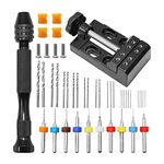 Saihisday Mini Modeling Hand Drill Set with Pin Vise Hand Drill Twist Drill Mini Drill Bench Vise for Craft Carving Jewelry DIY