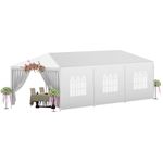 Ruesleag Canopy Camping Tent 10x30 Outdoor Party Wedding Tent with 5 Removable Sidewalls Heavy Duty Canopy Shelter Outdoor Patio Gazebo for Garden Deck Lawn BBQ Cater Events Beach,White