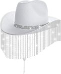 MGupzao Bride Cowboy Hat - Rhinestone Hat for Women, Cowgirl Hat for Bachelorette Party Decorations, Bridal Shower Favor White