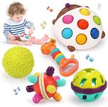 Qizebaby Montessori Toys for Babies 6-12 Months，Sensory Toy for Baby，Pop Fidget Toys for Toddlers 1-3 Textured Hand Catching Balls Baby Rattle 3-6 9 Months Old Baby Toys 6 to 12 Months