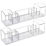 Belle Vous 2 Pack of Plastic Organiser Boxes with 8 Compartments - Clear Storage Bins for Cosmetics, Makeup, Toiletries & Accessories Ideal for Bedroom Vanity Dresser Drawer, Kitchen/Pantry & Bathroom