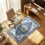 Office Chair Mat for Hardwood Floor,55"*35" Rolling Under Desk Mat, Carpet Chair Mats,Anti-Slip Floor Protector for Low-Pile Carpet Home Office,Orange Blue,Retro Grey