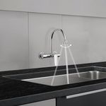 Delta Faucet Wall Mount Kitchen Faucet Mixer I 10 Year Warranty I Ixa Jive Single Handle Multi-Function Kitchen Sink Tap I 360° Swivel Spout I Durable Kitchen Tap I Chrome - 44004-SQ