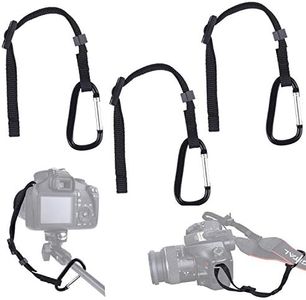 3x Camera Tether with Carabiner - Double Secure your DSLR or Compact Camera - First Attach to Camera Eyelet - Then Hook Up to Camera Strap Tripod Monopod etc. - Offers Extra Protection