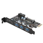 5-Port USB PCIe Express Card, ASHATA USB 3.0 / Type-C to PCI-E Expansion Card Interface Card, Multifunction 3 Port USB 3.0 + 2 Port Type C PCI-E Adapter Card for Windows XP/Vista / 7/8