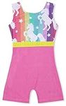 ACOCOPY Dance Leotards for Girls Breathable Gymnastics Biketards Unitard Sparkly Unicorn Ballet Bodysuit with Shorts