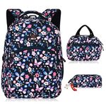 ABLE Combo Multi Print Laptop Backpack For Girls With Lunch Bag And Pouch- School/College/Casual Backpack Navy Blue (40 Litres)