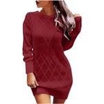 Yihaojia Sweater Dress for Women 2023 Winter Long Sleeve Slim Fit Bodycon V Neck Sexy Dress Elegant Chunky Cable Knit Mini Dress Cheap Things Cheap Stuff Under 10 Dollars Cheap Items