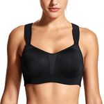 DELIMIRA Women's High Impact Full Support Underwire Padded Contour Plus Size Sports Bra Black 34E