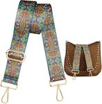 Lyrovo Adjustable Purse Strap Replacement for Women, 1.5" Wide Crossbody Shoulder Strap Boho Handbag Strap (Aztec-Red Blue)