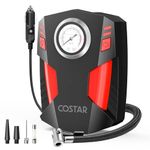 COSTAR Tyre Inflator for Car, 150 PSI Portable Air Compressor, 12V DC Electric Air Pump with LED Flash Light, Multiple Nozzles for Bikes, Bicycles & Balls
