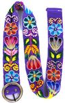 RAYMIS Embroidered Belt For Women | Colorful Flower Woven Belt | Multicolor Floral Women Belt | Embroidery Mexican Style Belt, Purple, Medium