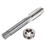 uxcell 2pcs Tap and Die Set, 5/8-11 UNC Thread Tap & Round Die, Tapping Threading Tool Tap & Die Kit for Nut Screw Bolt Thread Repair