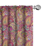 Ambesonne Paisley Window Curtains, Paisley Patterns Based on Traditional Eastern Pastel Design, Lightweight Decor 2-Panel Set with Rod Pocket, Pair of - 28" x 84", Pale Magenta