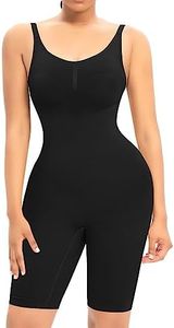 YARRCO Seamless Bodysuit Shapewear for Women Tummy Control Shaping Bodysuits Slimming Full Fajas Body Shaper Thigh Slimmer Shorts, Black-wrap Bust, s