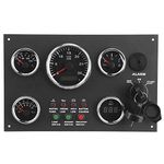 Boat Gauges Set, 12V/24V Gauge Cluster 5-Gauge Set RPM Tachometer, Oil Press, Oil level, Voltage & Water Temp Gauges with Ignition Keys, Multi-Functions Panel Dashboard Combination Meter for RV Yacht