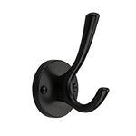 TUNNY Round Bottom Coat Hooks - Matte Black Coat Hooks (5 Pack) for Starter Shoe Cabinets, Wardrobes Bathroom Bedroom Furniture Hardware (Has Screw Holes, Matte Black)