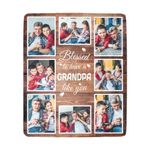 HUGLAZY Gifts for Grandpa Personalized Custom Customized Blankets with Photos Happy Fathers Day Birthday Gifts with Photos Picture Blankets Throw Gifts for Papa Grandfather from Grandkids