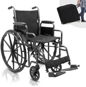 KosmoCare Deluxe Flexifold Voyager Wheelchair | Portable Lightweight Foldable Wheelchair with Quick-Release Wheels, Carry Bag, and Tool-Free Removal | Ideal for Travel, Mobility and Accessibility