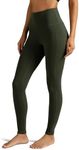 Colorfulkoala Women's High Waisted Leggings Full Length 28" Inseam Workout Yoga Pants with Pockets (XL, Olive Green)