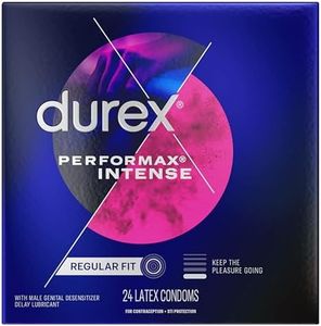 Durex Performax Intense Natural Rubber Latex Condoms, Regular Fit, 24 Count, Contains Desensitizing Lube for Men, FSA & HSA Eligible (Packaging May Vary)
