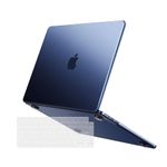 MOSISO Compatible with MacBook Air 13 inch Case 2024 2023 2022 M3 M2 A3113 A2681, Ultra-Thin Slim Natural Original Color Hard Shell Cover&Keyboard Cover for MacBook Air 13.6 inch Case, Midnight Blue