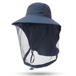 GUSTAVE Bucket Hat For Men,Mosquito Net Hat Sun Hat With Neck Flap Breathable Uv Protection Gardening Bug Net Hat Adjustable Chin Up Design Outdoor Mosquito Net Hat For Hiking,Fishing,Gardening,Blue Free Size