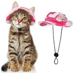 DENTRUN Cat Hats for Cats Only, Cat Cowboy Hats with Ear Holes Tiny Pets Birthday Party Costume, Cat Headwear Mini Cowboy Hat, Funny Sombrero Kitten Hat Chihuahua Beanie Cap Party Decorations