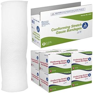 Dynarex Stretch Gauze Bandages, 4" x 4.1 yds, Non-Sterile & Latex-Free, Provides Wound Care in Medical and Home Environments, Individually Rolled, 1 Case - 8 Boxes of 12 Bandages