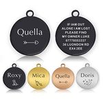 Personalised Dog Tags for Pets Engraved UK Cat Dog Name Tag Identify Tag for Pet Doggy Kitten Kitty Puppy Deep Engraved Scratch Resistant ID Tag Choice of Sizes & Colours & Shapes (Black Round)