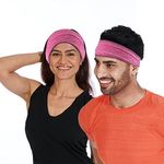 Skudgear Headband for Men & Women - Premium Head Band, Lightweight Moisture Wicking Workout Sweatbands for Running, Gym, Yoga, Cycling, Tennis, Cricket and Other Sports - Unisex Wearability Hair Band with Non-Slip & Quick Drying Head Bands for Long Hair & Short Hairs - Pack of 1, Color - Rose Red