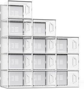 SEE SPRING XX-Large Shoe Storage Box Fit Size 14, Clear Plastic Stackable Shoe Organizer for Closet, Space Saving Sneaker Shoe Rack Containers Bins Holders for Entryway, 12 Pack Clear