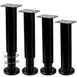 Btowin VCF 10-17 Inch / 25-42cm Adjustable Furniture Legs, 4 Pcs Black Metal Bed Frame Center Slat Support Feet Heavy Duty DIY Replacement Legs for Cabinet Table Sofa Couch Chair Desk