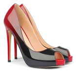 Eithy Women's Thin High Heels Pumps Platforms Shoes for Party Daily Wears, Red Black, 7