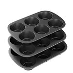 3 Pack Nonstick Muffin Pan, Carbon Steel Cupcake Pan, Easy to Clean and Perfect for Making Muffins or Cupcakes, 6 Cup Jumbo